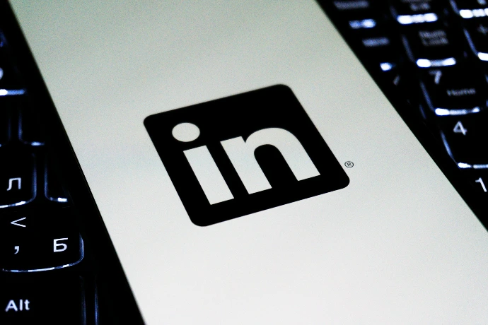 Linkedin logo on a laptop keyboard